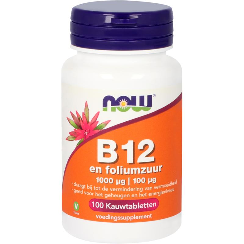 NOW - Vitamine B12 1000 mcg en Foliumzuur 100 mcg
