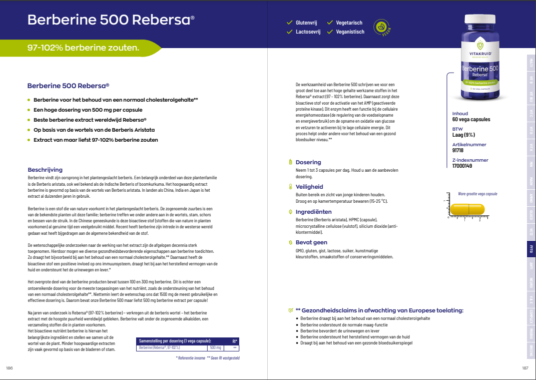 Vitakruid - Berberine 500 Rebersa® - 60 capsules